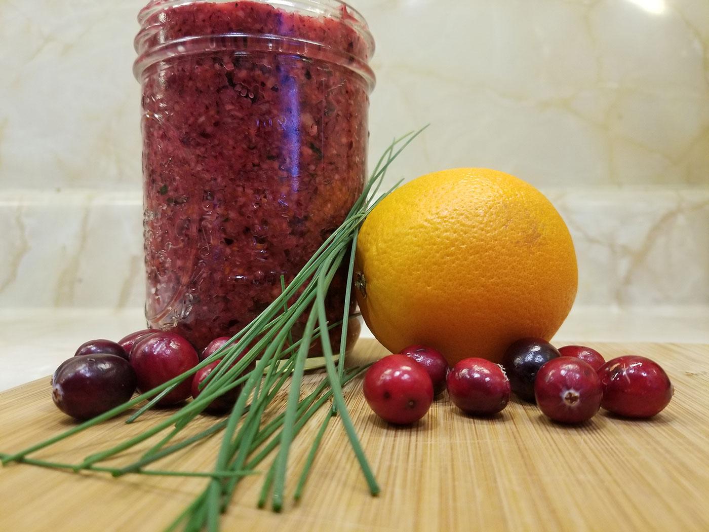 Wild onion cranberry relish brings flavor to winter dishes.